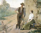 Peasant Canvas Paintings - Peasant Couple in Farmyard